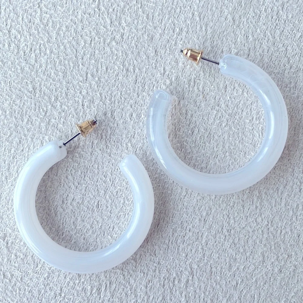 NEW White open hoops
